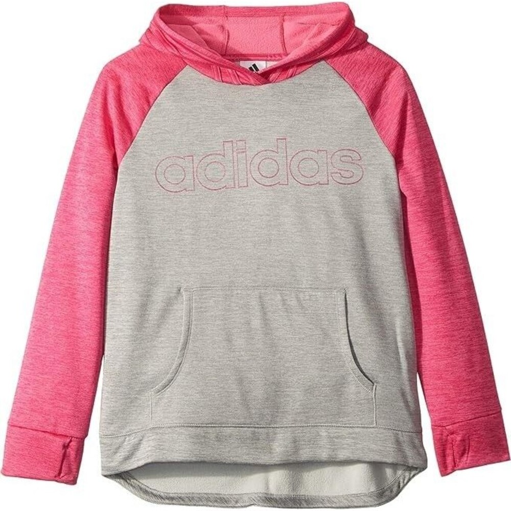 adidas Kids Girl's Color Block Hooded Sweatshirt Big Kids Magenta Small NEW
